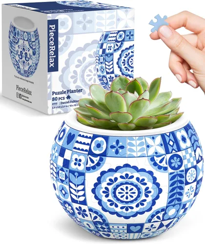 Vista 9 de PieceRelax Rompecabezas 3D Maceta 80 Piezas - Abundancia de Otoño, Macetas de Flores de Decoración del Hogar para Cactus de Interior, Macetas