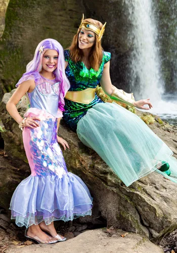Vista 10 de Vestido de disfraz de sirena marina para mujer talla grande Multicolor