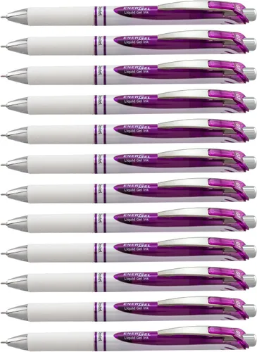 Vista 11 de Pentel EnerGel Pearl RTX Bolígrafo de gel líquido retráctil, (0.028 in), línea media, punta de aguja, tinta negra, paquete de 12 (BLN77PW-A)