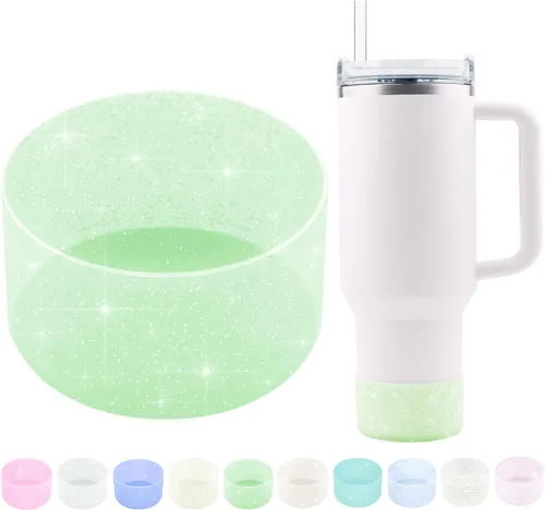 Vista 11 de Funda protectora de silicona con purpurina WORBSS para taza Stanley Cup H2.0 de 20, 30, 40 onzas y botella Hydro Flask de 18-24 onzas con cubierta