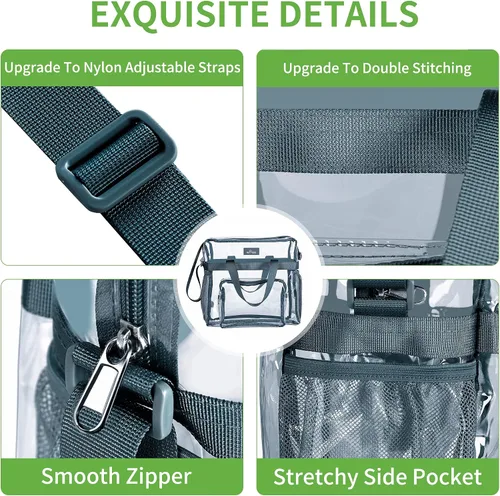 Vista 55 de MAY TREE Bolsa transparente para eventos en estadios de 12 x 6 x 12 pulgadas, bolsa de almuerzo transparente con correas reforzadas para trabajo