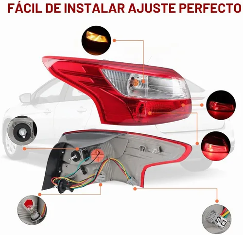 Vista 2 de Luz trasera compatible con Ford Focus Sedan 2012 2013 2014 con bombilla de repuesto FO2818151 (lado izquierdo del conductor)