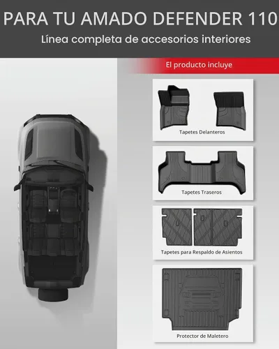 Vista 9 de Floor Mats & Cargo Liner for Land Rover 2020-2026 Defender 110 No apto para suelos de goma Defender 110s, cobertura máxima de superficie