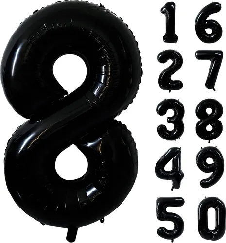 Vista 147 de Globos gigantes de helio de aluminio de 40 pulgadas, color negro, globos digitales grandes del número 0 para decoración de fiesta de cumpleaños