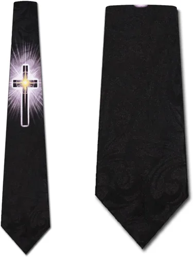 Vista 2 de Corbata The Shining Cross - Corbatas religiosas para hombre, Negro