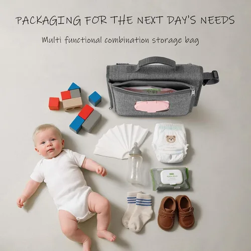 Vista 6 de Cambiador de pañales portátil para bebé, bolsa de viaje para cambiador de pañales para bebé con bolsillo para toallitas, cambiador portátil