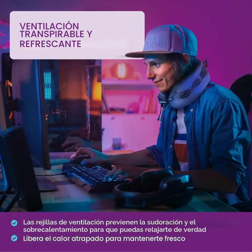Vista 4 de Cabeau Almohada Cervical de Viaje de Enfriamiento para Vuelos de Larga Distancia – Evolution Cool – Espuma Viscoelástica de Soporte con Rejillas