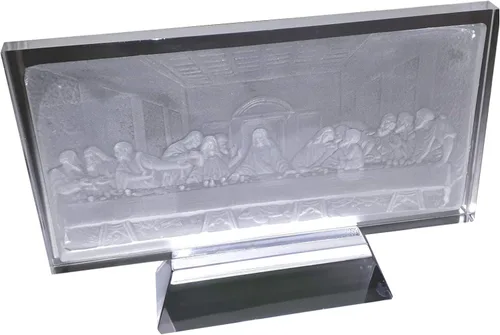 Vista 7 de La última cena, arte hecho a mano de escultura de placa de cristal de cristal, estatuilla de estatuilla, regalo de cristal creativo, esculpido