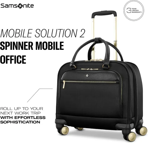 Vista 2 de Samsonite Mobile Solutions 2 Spinner Mobile Office - Bolsa de mano con ruedas para laptop con paso USB, fundas acolchadas para laptop y tableta