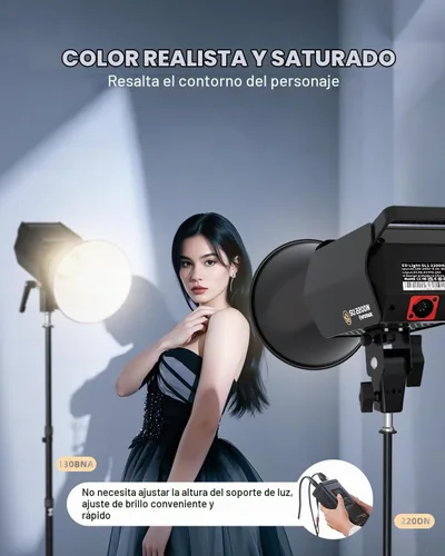 Vista 2 de IFOOTAGE Luz de video LED SL1 220DN, iluminación LED continua con luz diurna de 5600 K, CRI 98+, brillo 42000lux @ 3.3 ft, 8 efectos de luz, control
