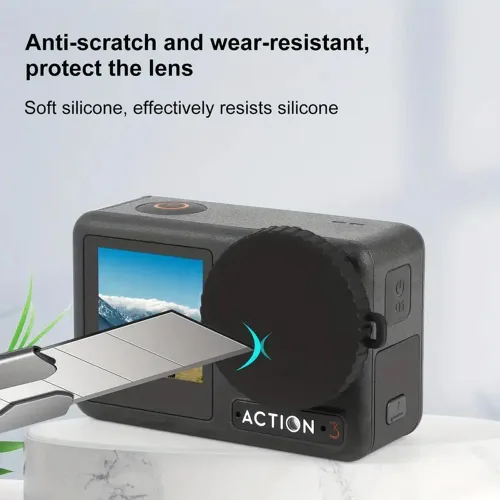 Vista 4 de Cubierta de lente duradera resistente a los arañazos, ligera, accesorio protector negro para cámaras deportivas, compatible con DJI Action5pro/4/3