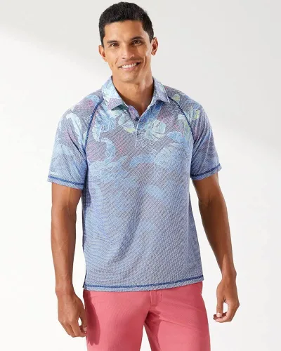 Vista 2 de Tommy Bahama IsandZone Boardwalk - Polo de manga corta con elástico, UPF 30 para hombre