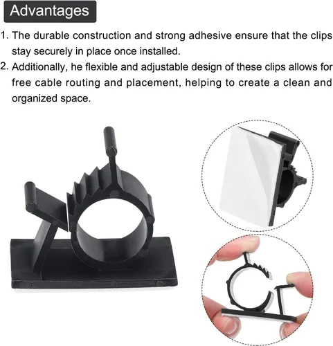 Vista 4 de MECCANIXITY 30 unids clip adhesivo de gestión de cables PE abrazaderas de cable 0.394-0.512 in ajustables para cables USB Cables de ratón Cable