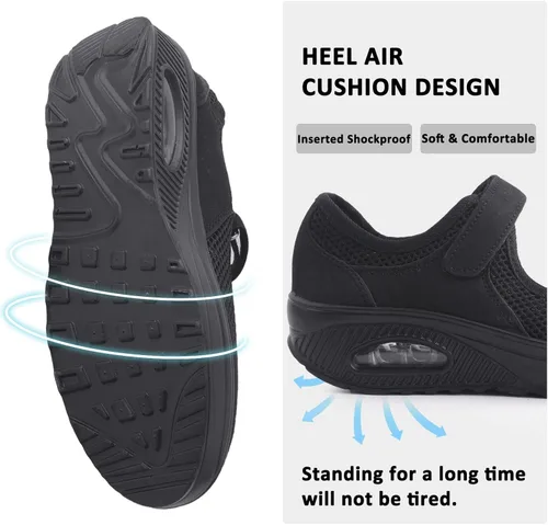 Vista 3 de Zapatos de enfermería de trabajo para mujer, antideslizantes, ajustables y transpirables, para caminar, fitness, informal, enfermería, ortopédicos