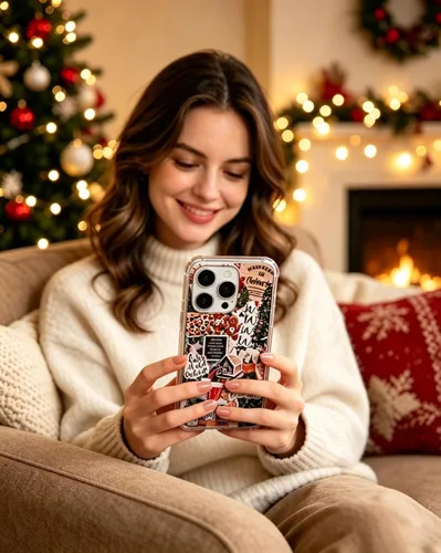 Vista 2 de Funda estética navideña compatible con iPhone 14 Pro Max, funda festiva de invierno para iPhone 14 Pro Max para adolescentes, hombres y mujeres