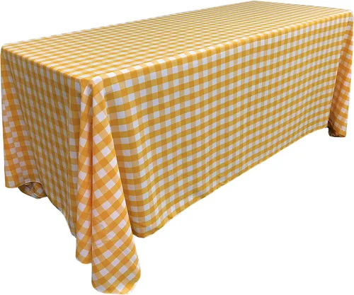 Vista 14 de LA Linen Mantel rectangular de poliéster Gingham a cuadros 60 por 84 pulgadas, blanco y verde oscuro