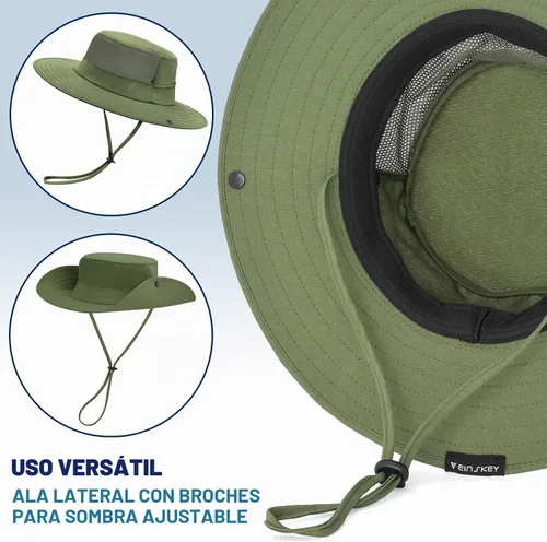 Vista 5 de Cooling Sun Bucket Hat, UPF 50+ Wide Brim Boonie Hat with Ponytail Hole 01 Verde (01 Army Green)