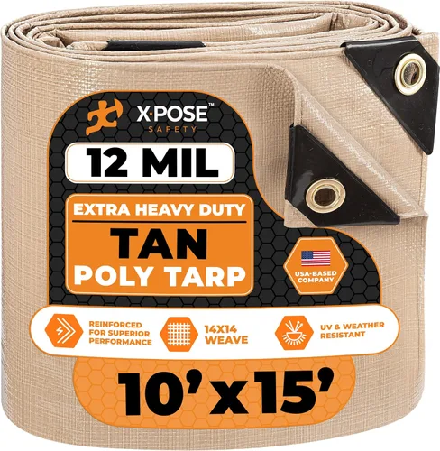 Vista 223 de Xpose Safety Lona protectora de polietileno plateado resistente de 5 x 7 pies - Funda protectora multiusos - Duradera, resistente al agua