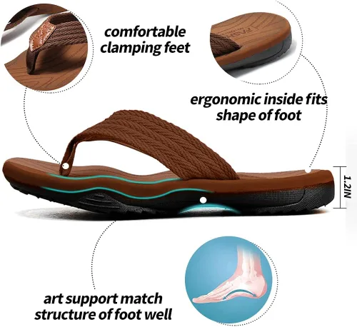 Vista 3 de MGGMOKAY Sandalias cómodas para hombre, sandalias con soporte de arco, sandalias casuales con correa en T para hombre, zapatos de playa de verano
