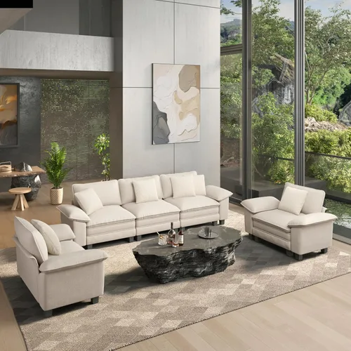 Vista 19 de HERA'S HOUSE Juego de sofás seccionales modulares de 2 piezas, juego de sofá de gran tamaño con loveseat y sillón, cómodos sofás nube con cojines