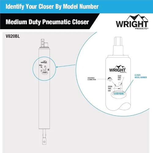 Vista 9 de Wright Products - Pantalla neumática ligera y cierrapuertas de tormenta, negro