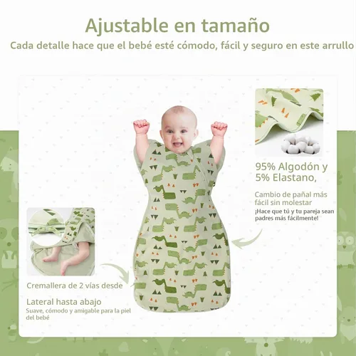 Vista 5 de Saco de dormir para bebé de algodón orgánico pañales 0-3 meses recién Dinosaurio