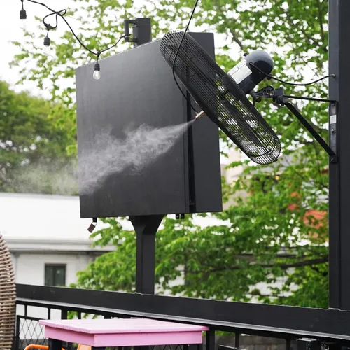 Vista 3 de Ventilador de exterior - Ventilador de montaje en pared - Ventilador de nebulización Nebulización de patio, nebulización de patio de restaurante