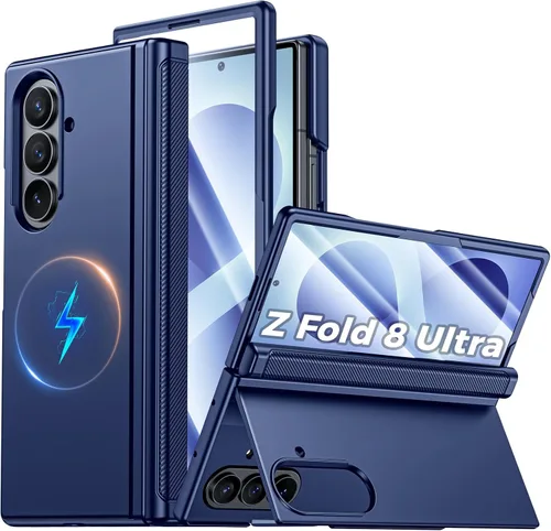 Vista 11 de CENMASO - Funda magnética para Samsung Galaxy Z Fold 7 con soporte, compatible con Magsafe, protección de bisagra, protector de pantalla, soporte