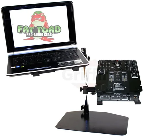 Vista 4 de Fat Toad Soporte Doble para Laptop DJ (Edición PRO de Mesa) – Estante Portátil de 2 Niveles para Equipo de PC con Monturas de Soporte