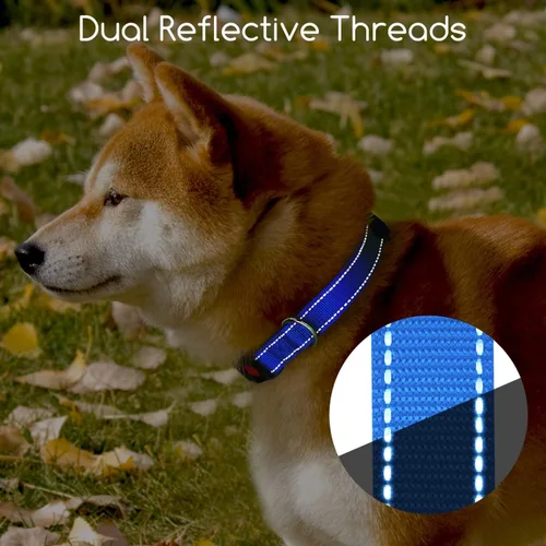 Vista 5 de Nobleza - Collar para perros grandes, collar reflectante ajustable para perros con cierre de seguridad y hebilla de liberación rápida, collar