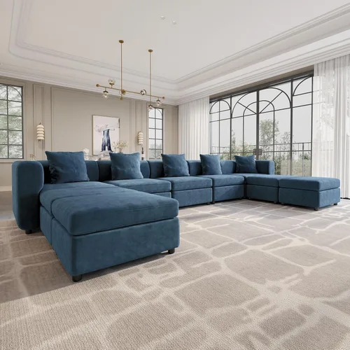 Vista 23 de Sofá modular modular de 3 plazas, terciopelo moderno con funda de cojín extraíble y lavable para espacios pequeños, marco de madera maciza, 108.66