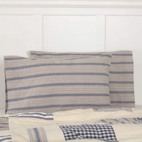 Vista 14 de Doylestown - Edredón de retazos y flores, 100% algodón, reversible, con cuadros de guingán, saco de grano y rayas azules para decoración