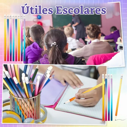 Vista 6 de Teling - 48 lápices brillantes con borrador para estudiantes y escuelas