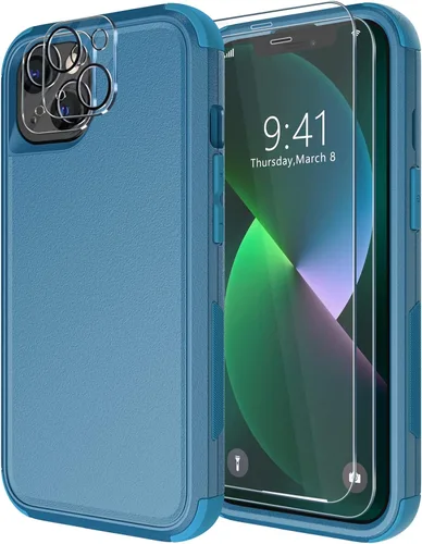 Vista 34 de Diverbox - Funda para iPhone 13 a prueba de golpes, caídas y polvo, funda de protección resistente para iPhone 13 de Apple, color negro