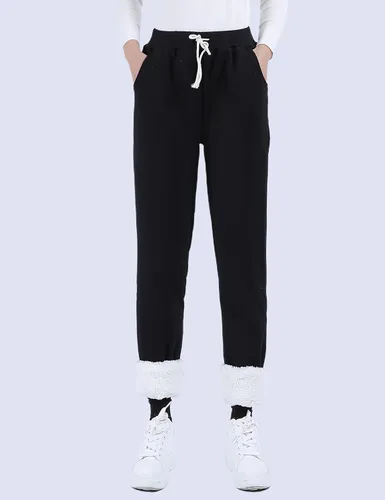 Vista 2 de Yeokou - Pantalones deportivos abrigados de invierno para mujer, con forro de sherpa