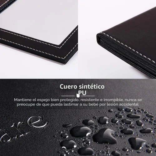 Vista 5 de DUcare Espejo Plegable Portátil de Viaje de PU Portátil Ajustable Rectangular Ultrafino Espejo de Tocador con Soporte, para Viajes, Camping, Hogar