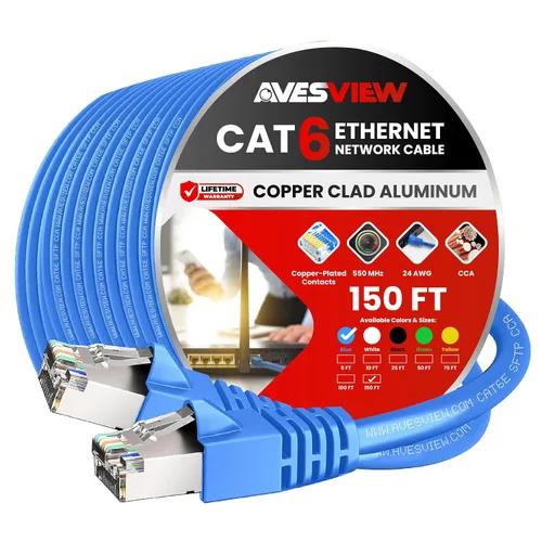 Vista 9 de Cable Ethernet blindado CAT 6 de 5 pies, para interiores de alta velocidad (SFTP) 10 Gbps blindado sin enganches, cable Ethernet de 5 pies