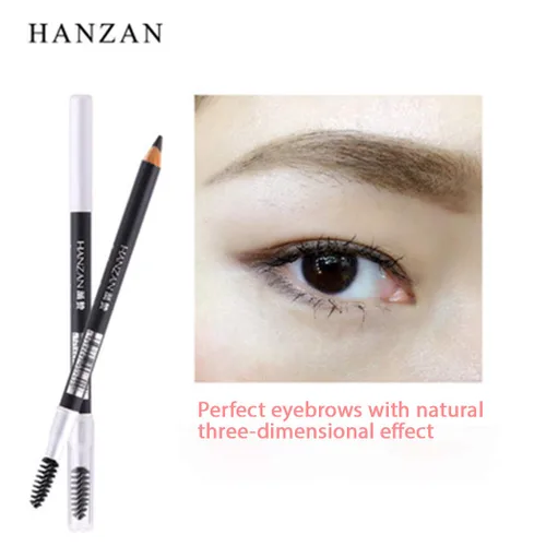 Vista 2 de Lápiz de cejas impermeable delineador de ojos para cejas, lápiz de maquillaje de madera de cedro, herramienta cosmética (EB02 café oscuro)