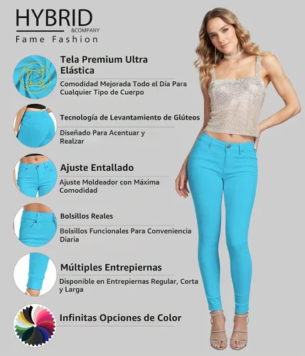 Vista 4 de Hybrid & Company Women's Stretch Denim Jeans Aguamarina