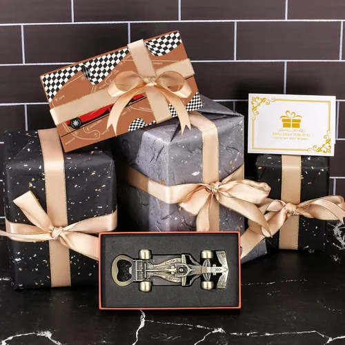 Vista 7 de Regalos de autos de carreras para hombres y mujeres, abrebotellas de coche de carreras, regalos únicos de carreras para hombres, él, papá, novio