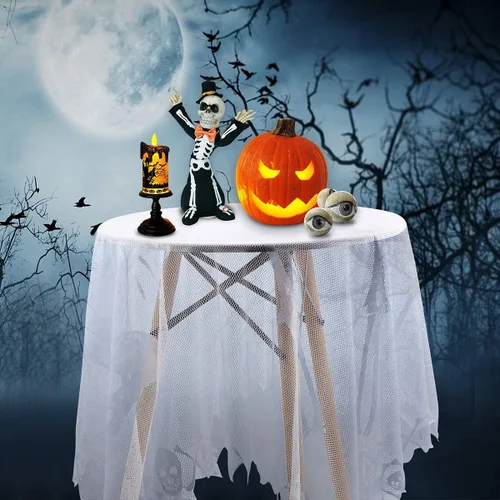 Vista 5 de Disfraz de esqueleto de Halloween para mujer con capa de esqueleto incluye máscara de mascarada para Halloween