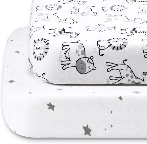 Vista 9 de Beberoad Love Paquete de 2 sábanas de moisés para bebé, 100% algodón, suaves, universales, para ovalado, reloj de arena y rectangular, elástico