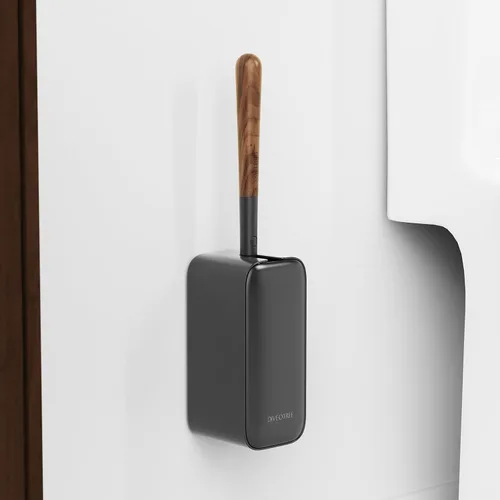 Vista 2 de Cepillo limpiador de inodoro, cepillo de inodoro y soporte para limpieza de esquinas muertas, cepillo de inodoro montado en la pared para decoración