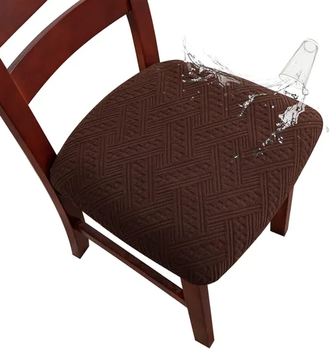 Vista 14 de Genina Fundas Impermeables de Asiento para Silla Fundas de Silla de Comedor Fundas de Asiento Elásticas para Protector de Silla de Comedor Fundas