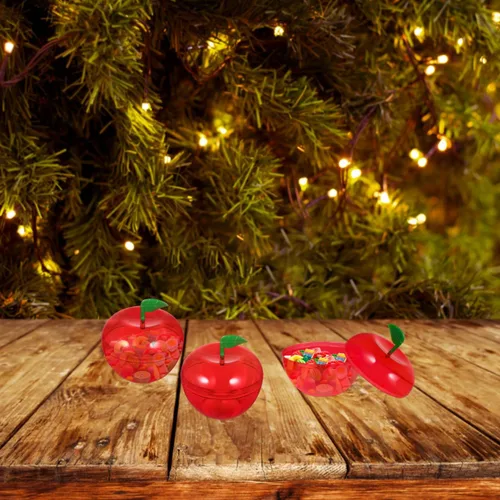 Vista 6 de ARTIBETTER Recipiente de regalo rojo, 8 unidades de manzanas de plástico, cajas de dulces, cajas de regalo, adornos decorativos rellenables