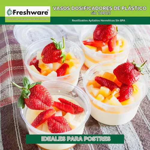 Vista 4 de Freshware Vasos de plástico para porciones (sin tapas) [4 onzas, 250 unidades] Vasos de plástico desechables para preparación de comidas, aderezos