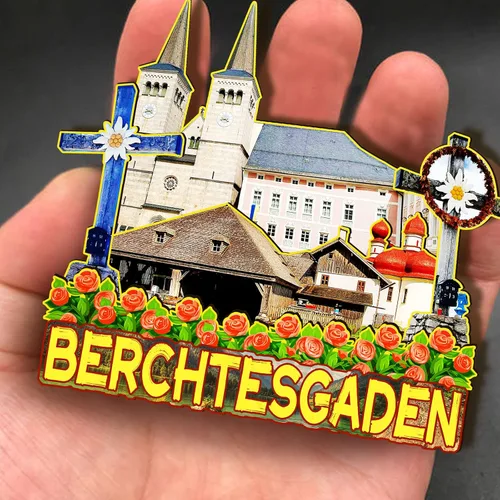 Vista 4 de Alemania Berchtesgaden - Imán de madera 3D para nevera, recuerdos coleccionables, decoración hecha a mano, artesanías 2