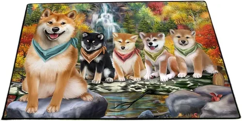Vista 18 de Tapete antideslizante para puerta de mascotas, para interiores y exteriores del 4 de julio, para perros Shiba Inu, tapete lavable con retratos