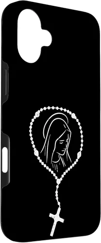 Vista 60 de iPhone 16 Rosario Virgen María Dios Jesús Fe Religioso Católico Estuche de Regalo