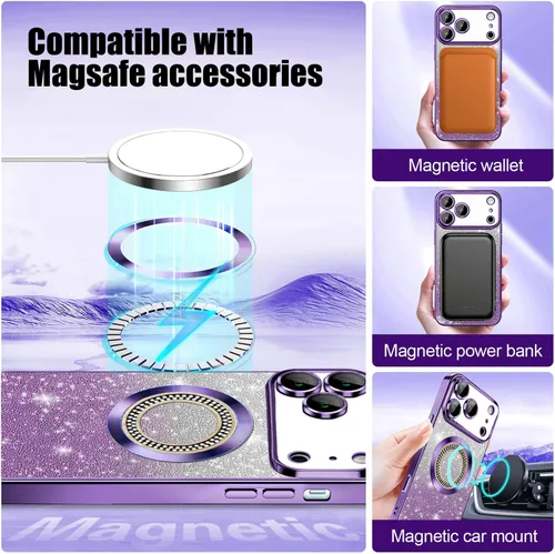 Vista 41 de Misscase Funda magnética con purpurina para iPhone 11 compatible con MagSafe, protección completa, delgada, a prueba de golpes, antiarañazos